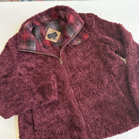 Pendleton Jackets & Blazers - Pendleton Sherpa Jacket Womens XL Full Zip Lined Wool Blend Outdoor Burgundy